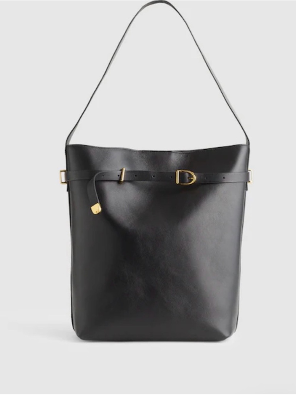 Madewell Black Leather The Essentials Bucket Tote True Black MSRP $248
